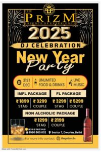 The Prizm Dwarka - New Year 2025 Party Package